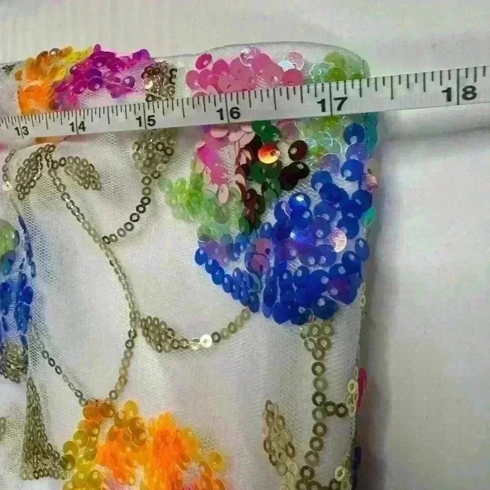 NWT New York & Company vibrant white pink sequin dress size XL strapless lined - Picture 10 of 11